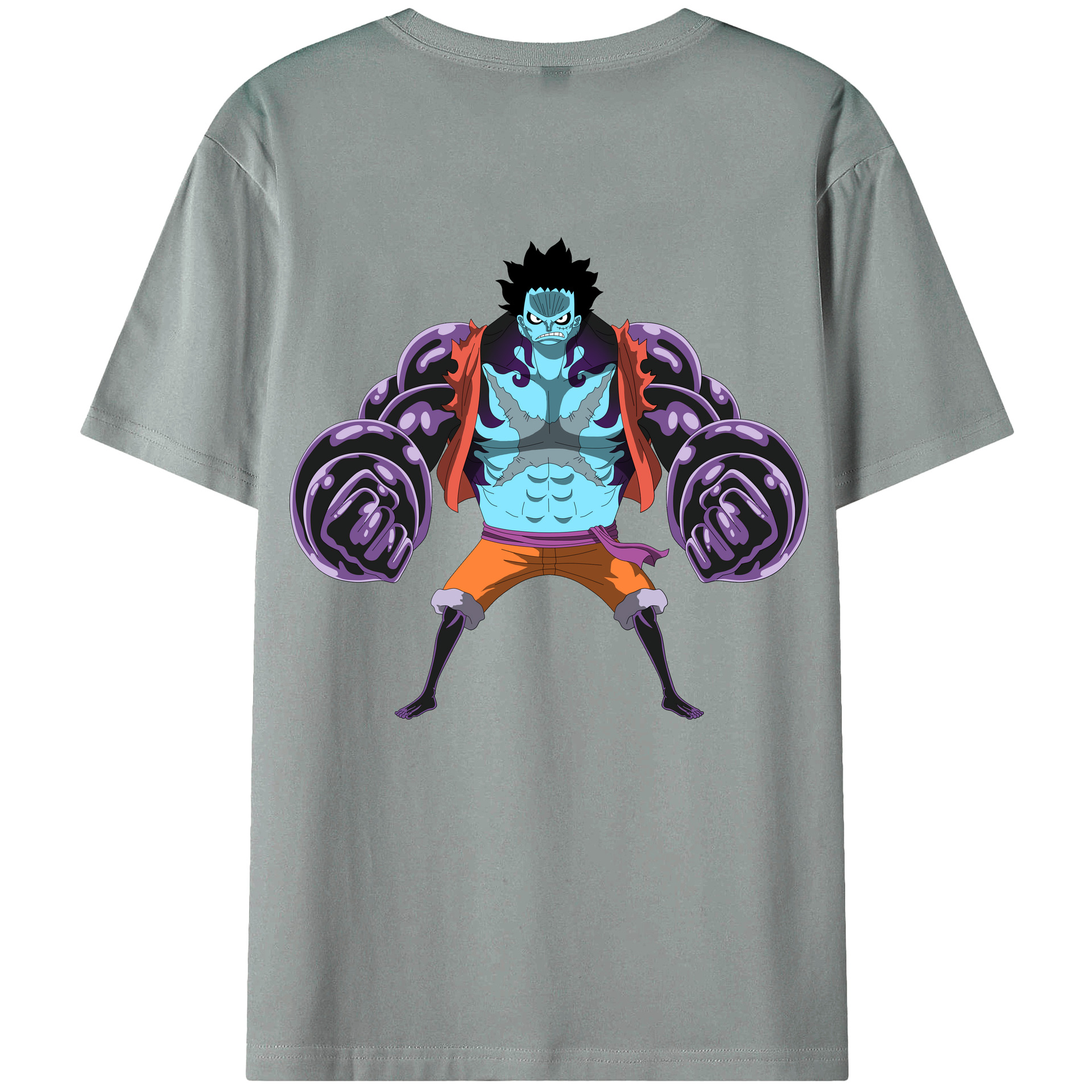 ワンピース モンキー・D・ルフィ ONE PIECE Monkey D. Luffy 綿100％ メンズ半袖Tシャツ（バックプリント） 通気性